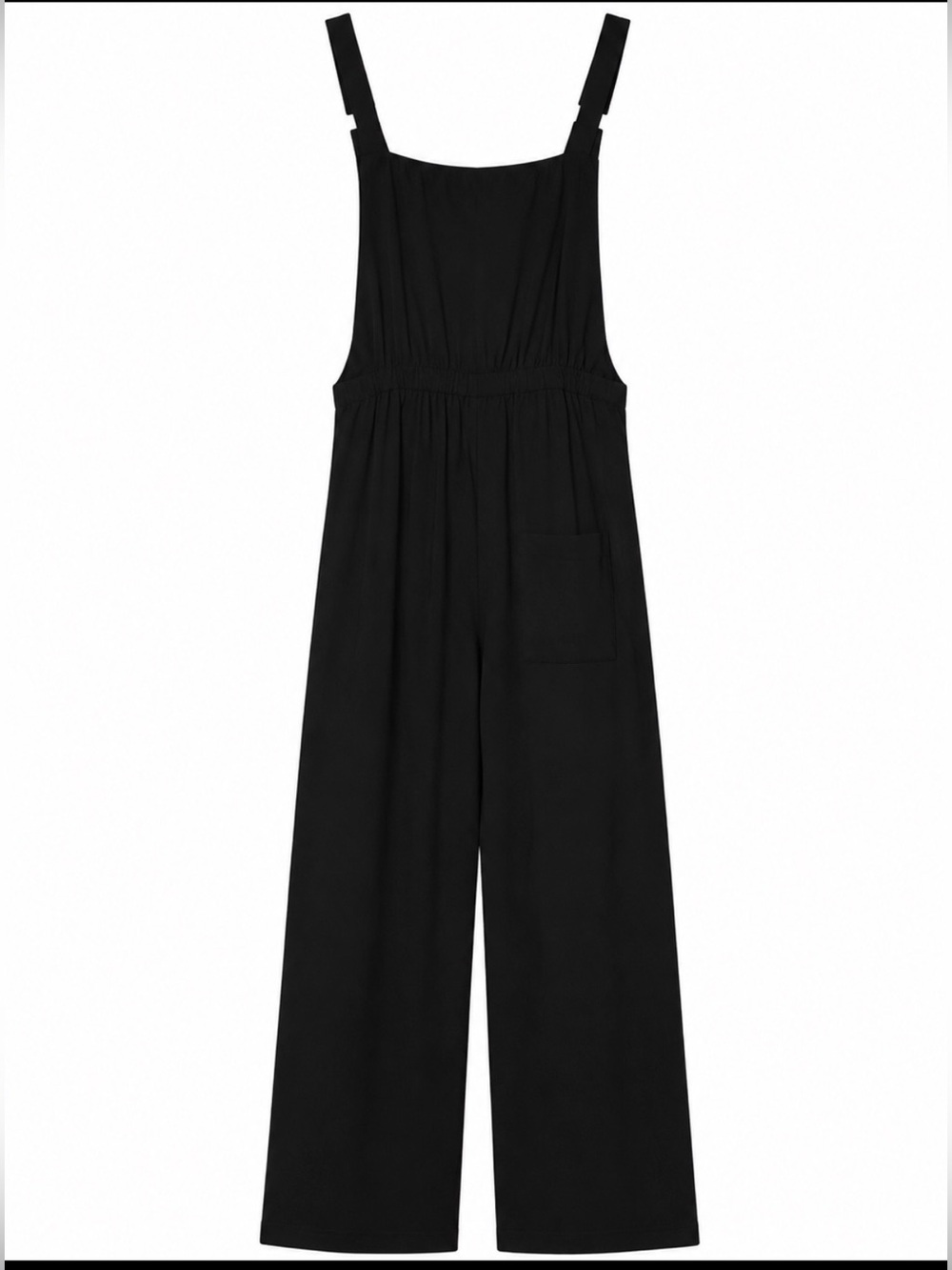 NWT Maacie Black Linen Blend Wide Leg Jumpsuit Overalls, Medium Boho Pockets 🌙🖤 - Picture 4 of 10
